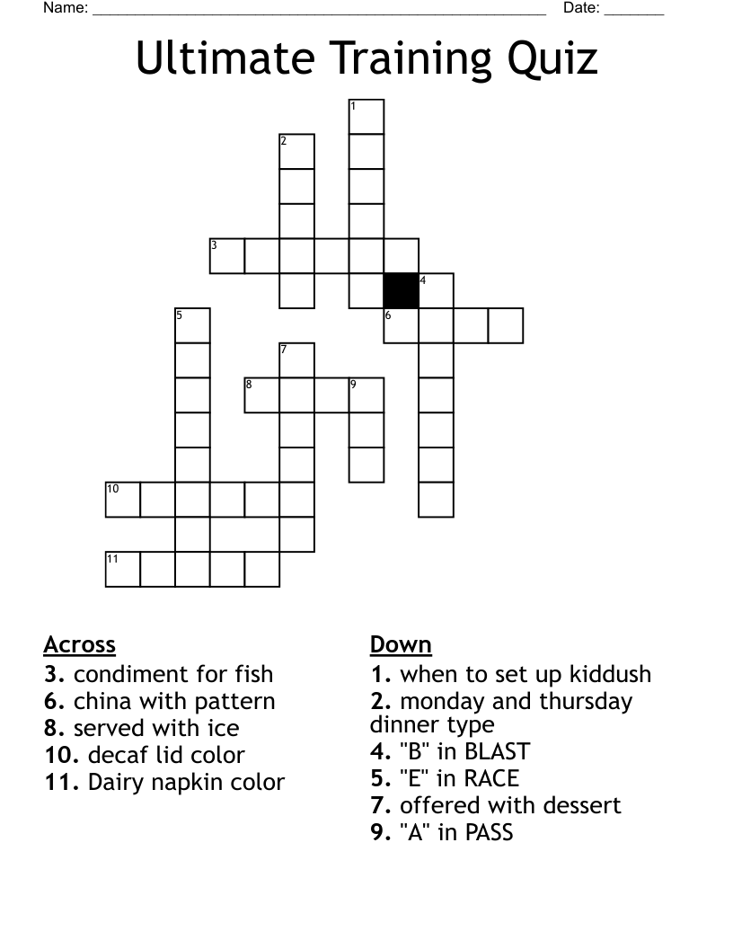 Ultimate Training Quiz Crossword WordMint