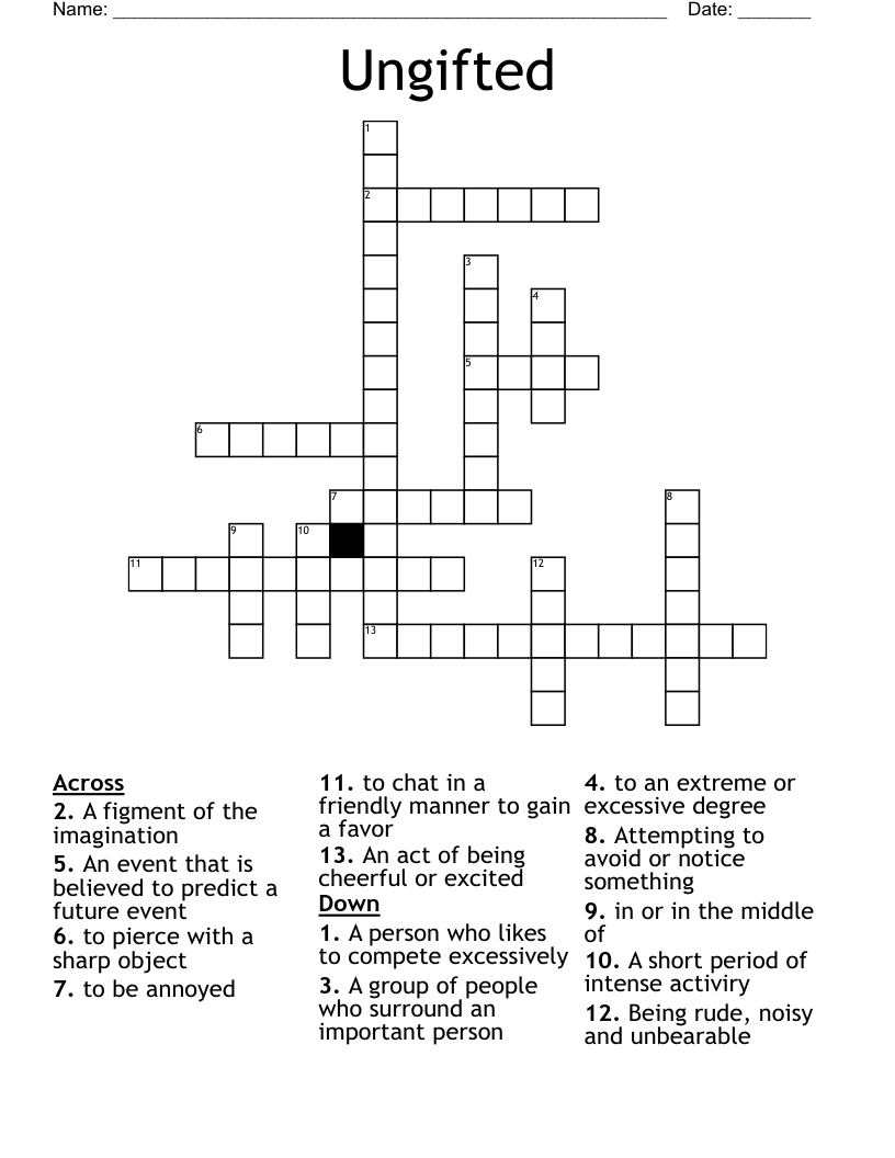 Ungifted Crossword WordMint
