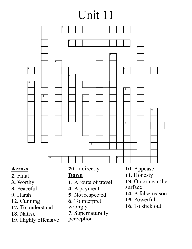 Chapter 11 Vocab Crossword WordMint