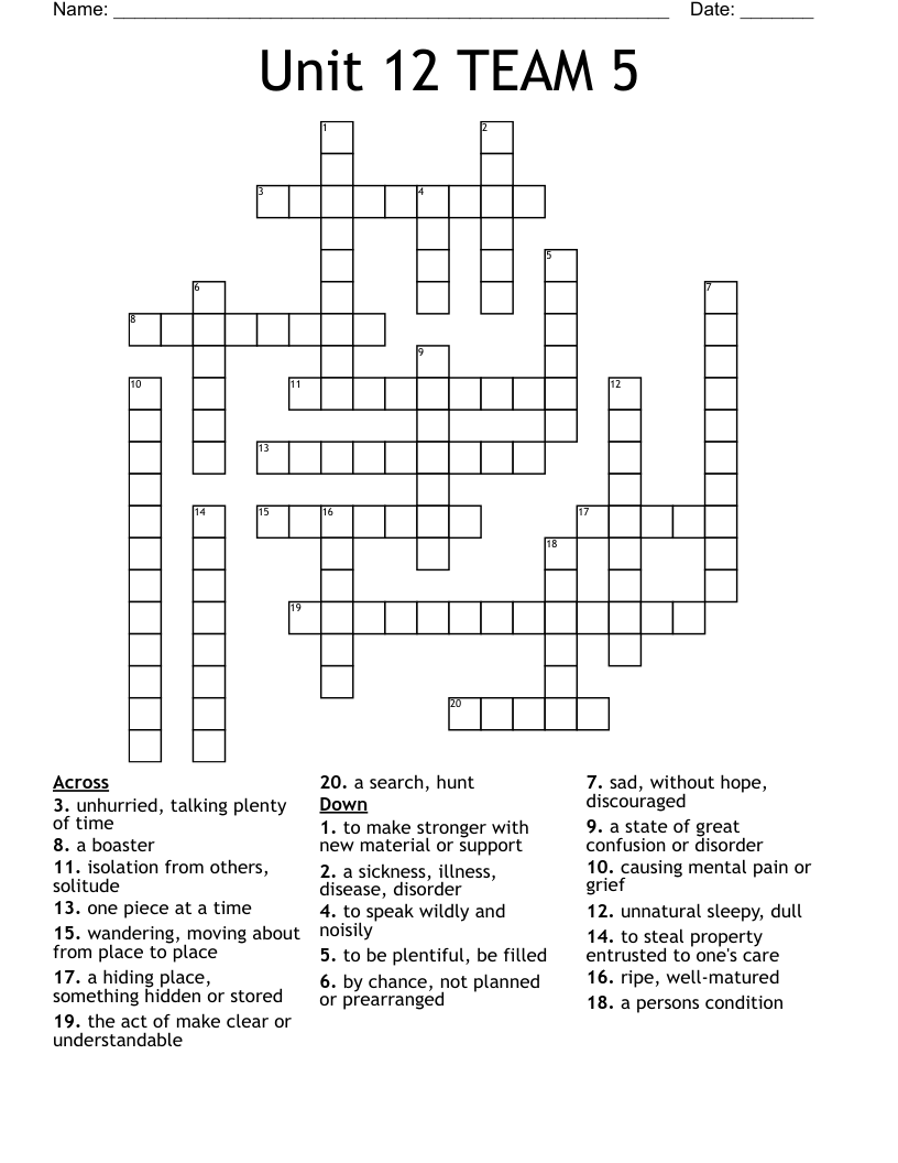 Unit 12 Tic Tac Toe Crossword WordMint