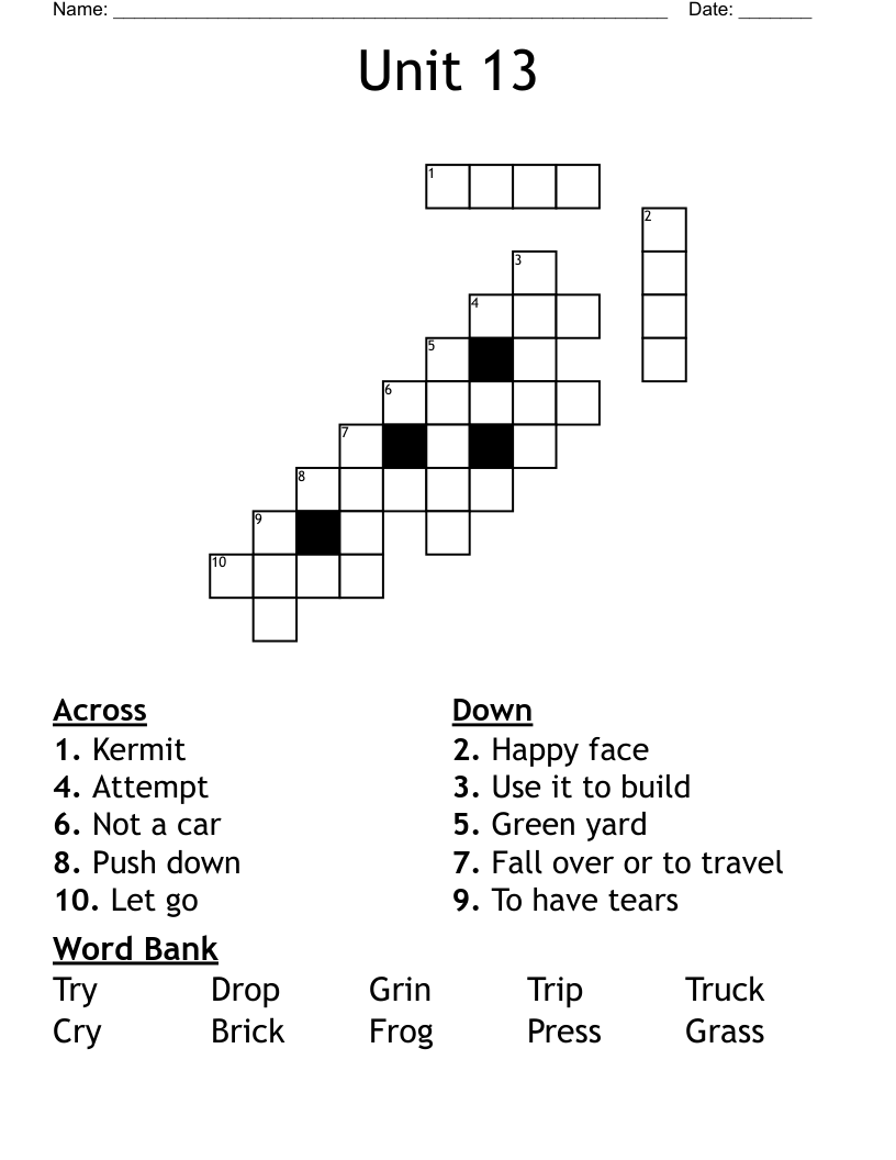 Unit 13 Crossword WordMint