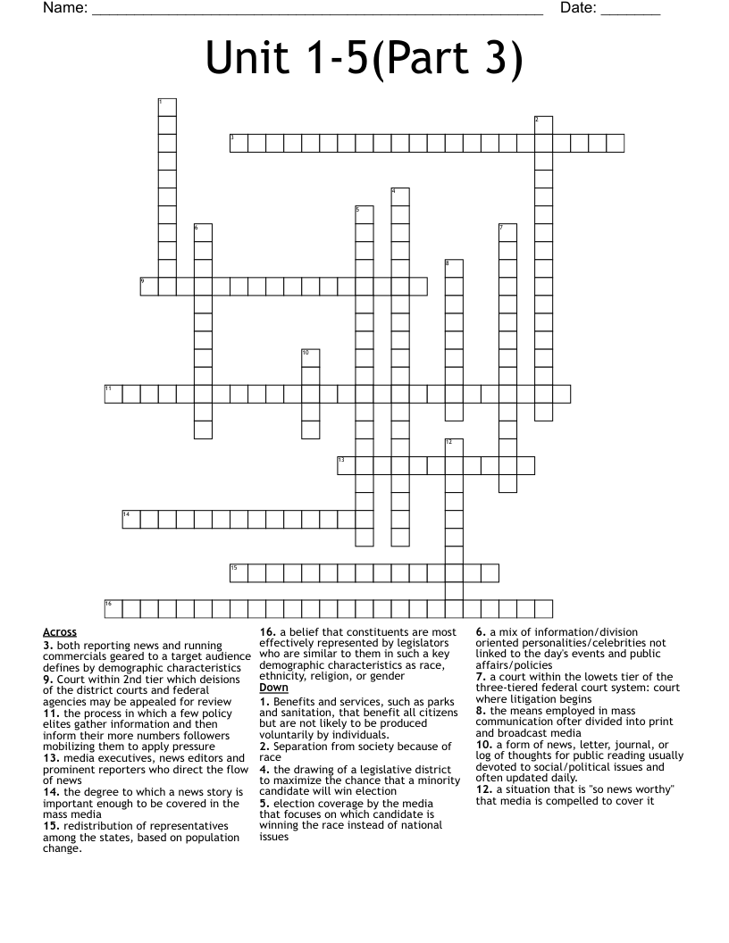 Unit 15(Part 3) Crossword WordMint