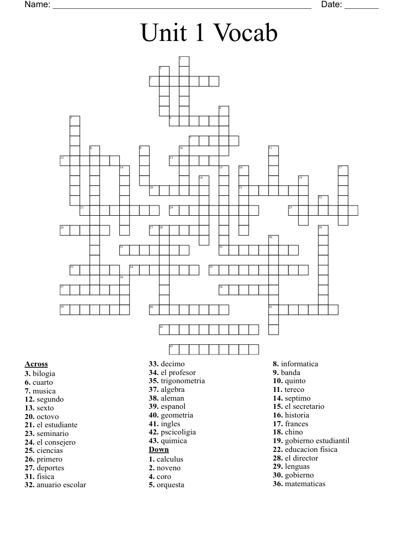 Spanish Crossword WordMint