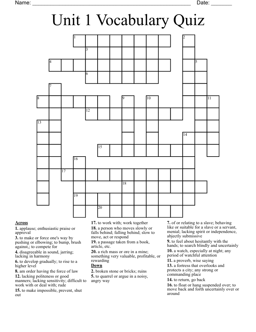 units 16 Crossword WordMint