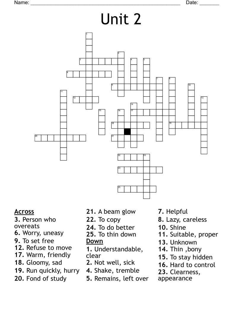 Unit 2 Crossword WordMint
