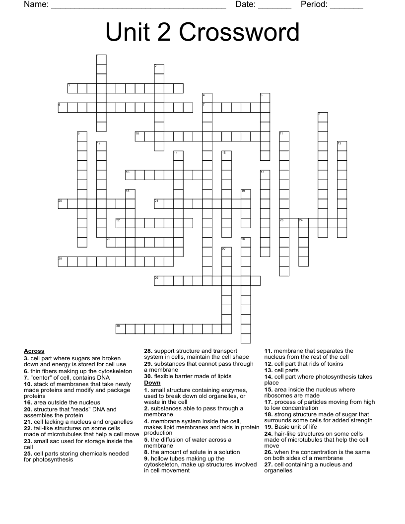 Unit 2 Crossword WordMint