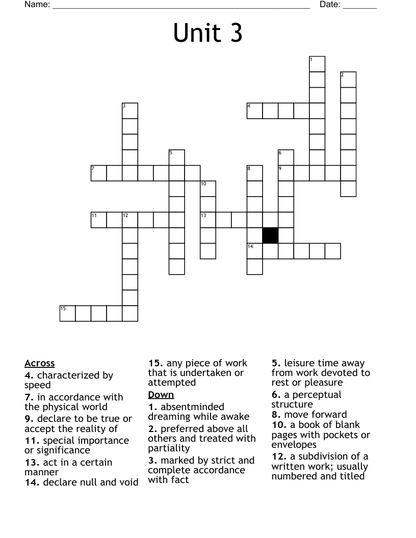 Unit 3 Crossword WordMint