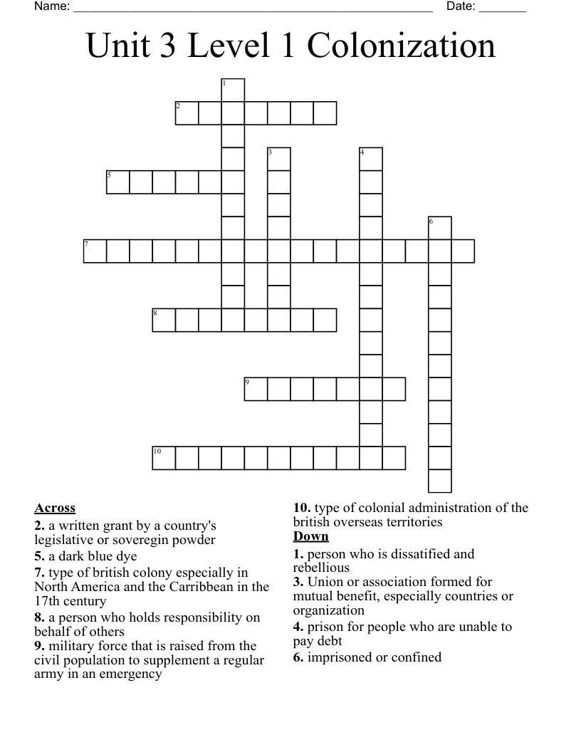 Similar to Colonization(vocabulary) Crossword WordMint