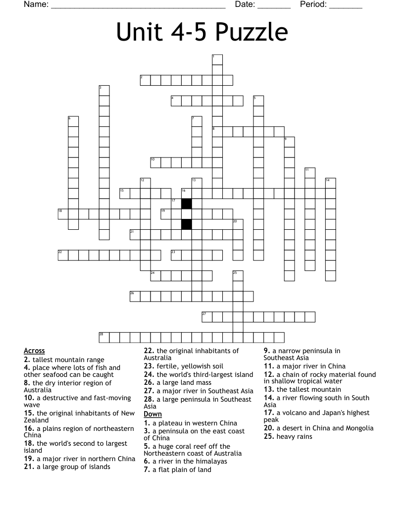 Unit 45 Puzzle Crossword WordMint