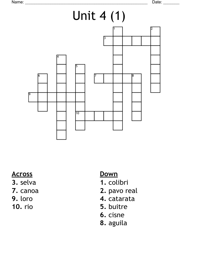 Unit 4 (1) Crossword WordMint