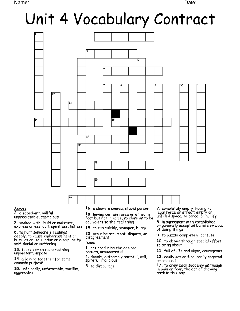 Vocab Review 46 Crossword WordMint