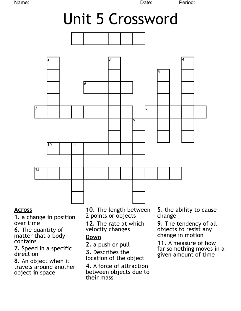 Speed Units Crossword
