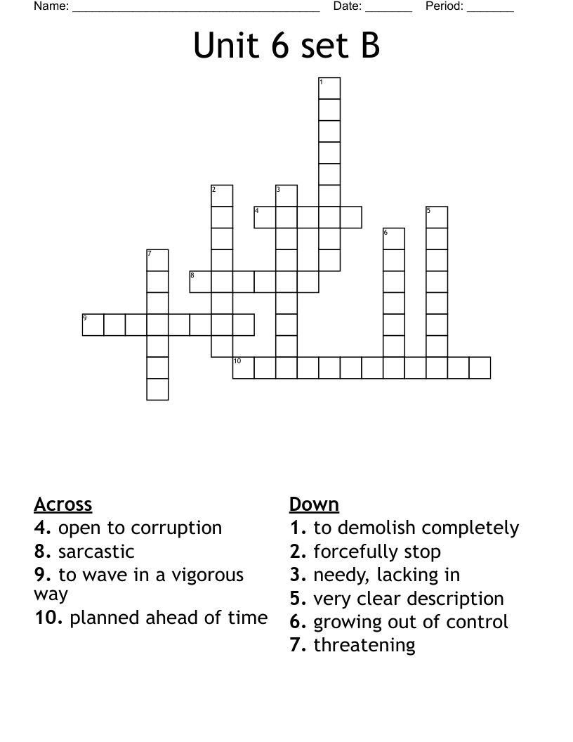 Unit 6 set B Crossword WordMint