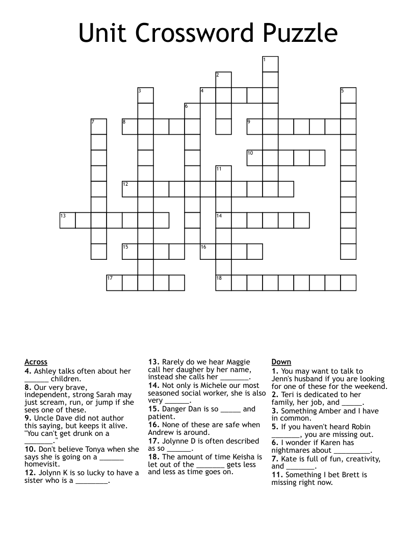 Unit Crossword Puzzle - WordMint