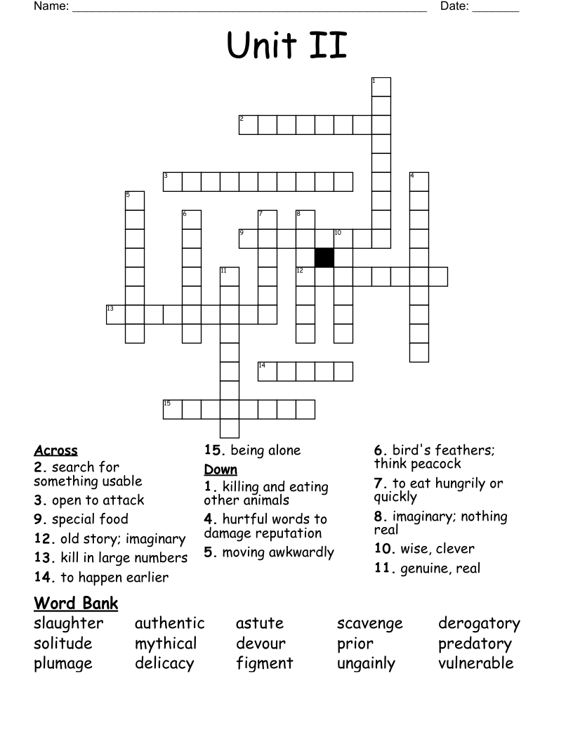 Unit II Crossword - WordMint