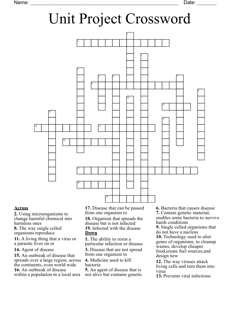 Unit Project Crossword WordMint