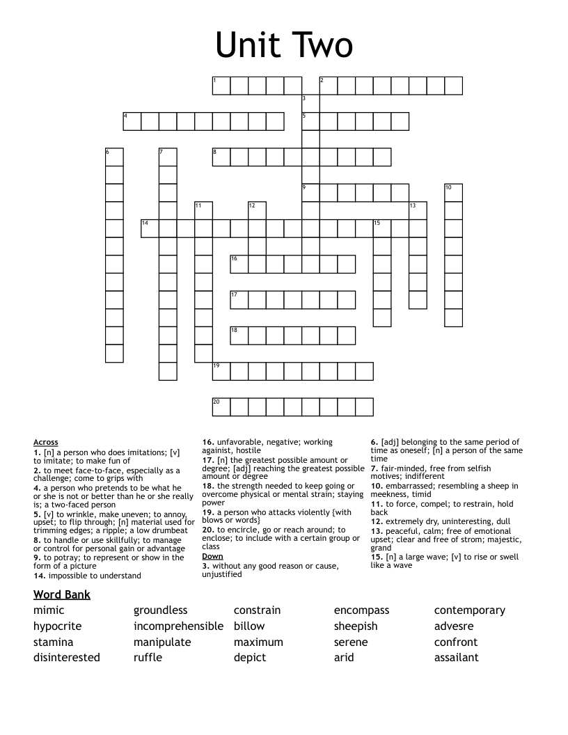 Vocab unit 2 Worksheet WordMint