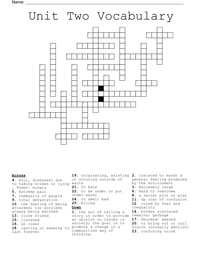 Science Fiction Vocabulary Words Crossword WordMint