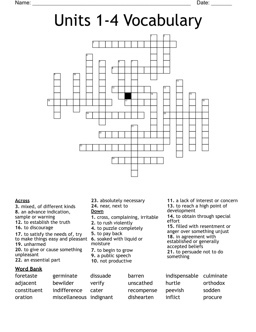 Vocab and Christmas Crossword WordMint