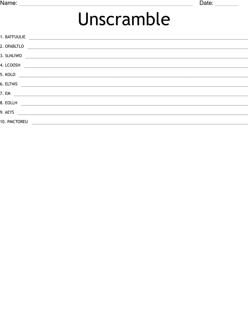 Unscramble Puzzles WordMint