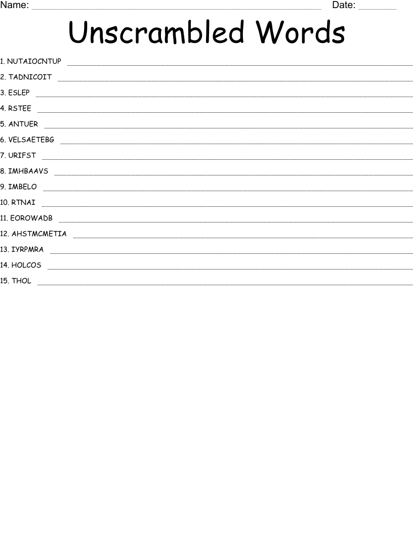 Unscrambled Words WordMint