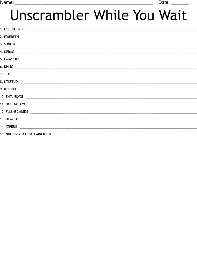 Unscrambler While You Wait WordMint