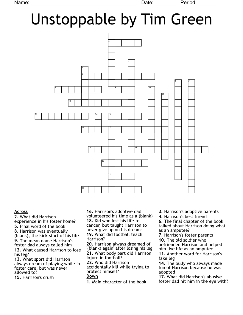 Unstoppable by Tim Green Crossword WordMint