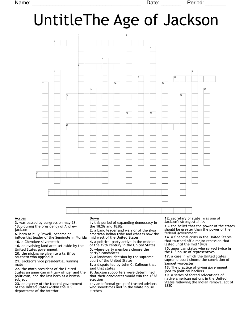 UntitleThe Age of Jackson Crossword WordMint
