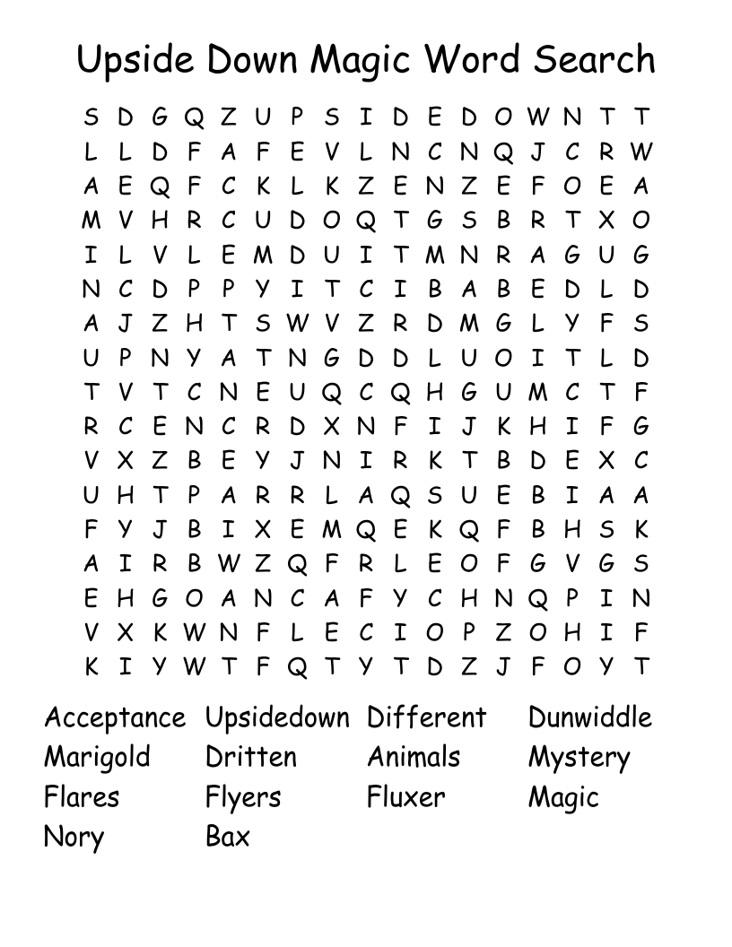 Upside Down Magic Word Search WordMint