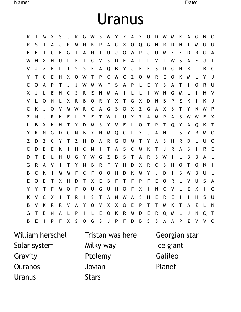Uranus Word Search WordMint