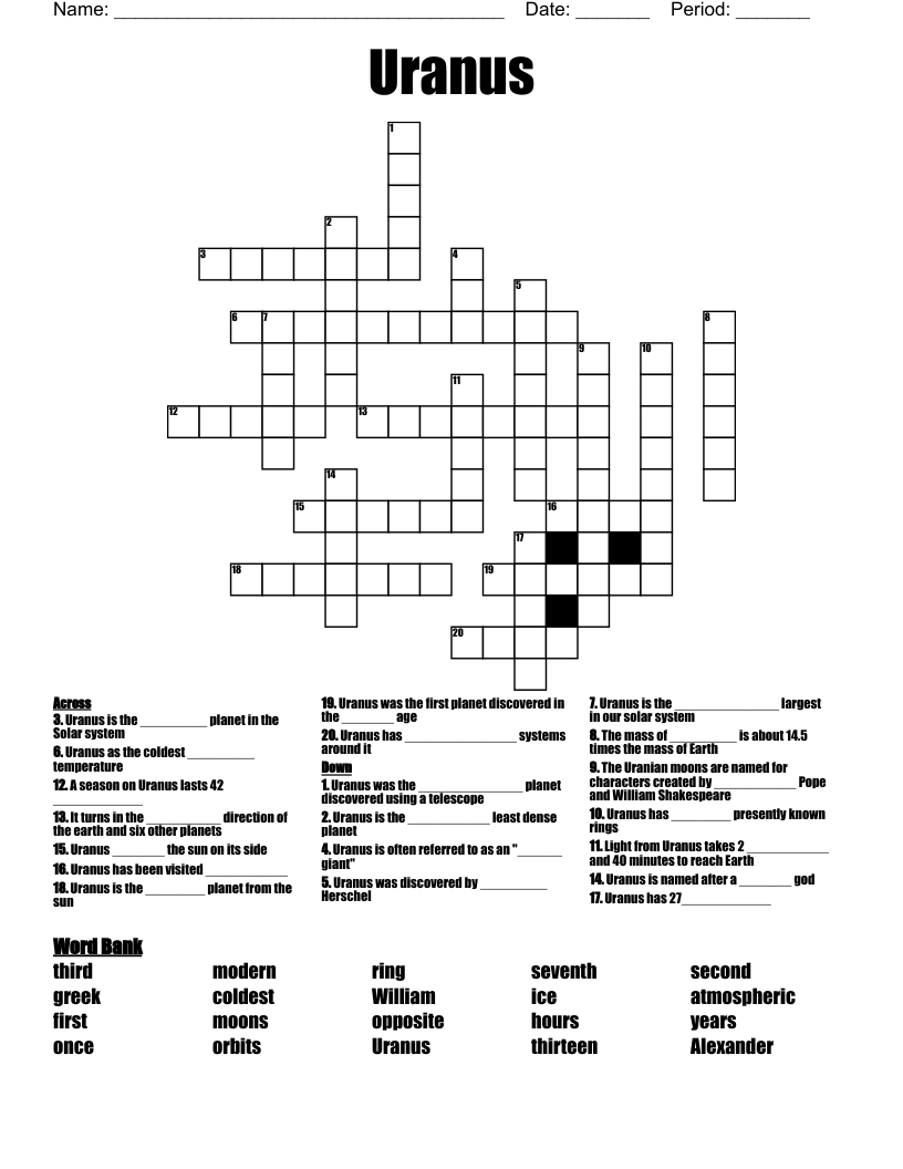Uranus Crossword WordMint