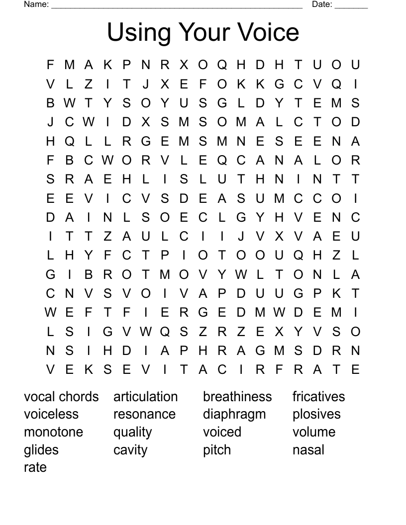 The voice Word Search WordMint