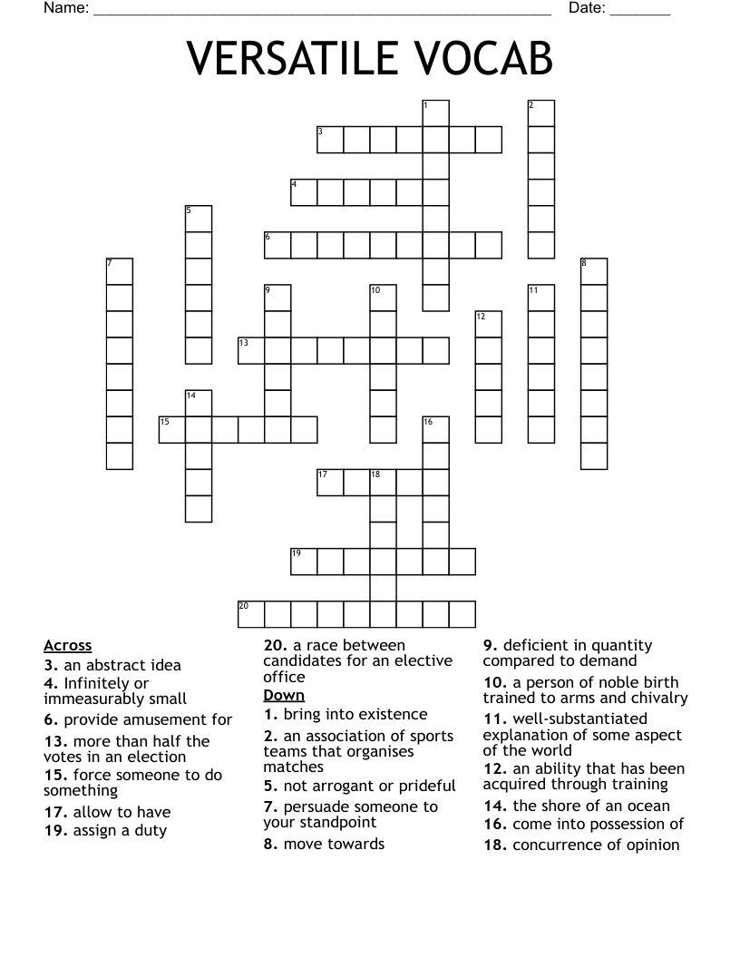 VERSATILE VOCAB Crossword WordMint