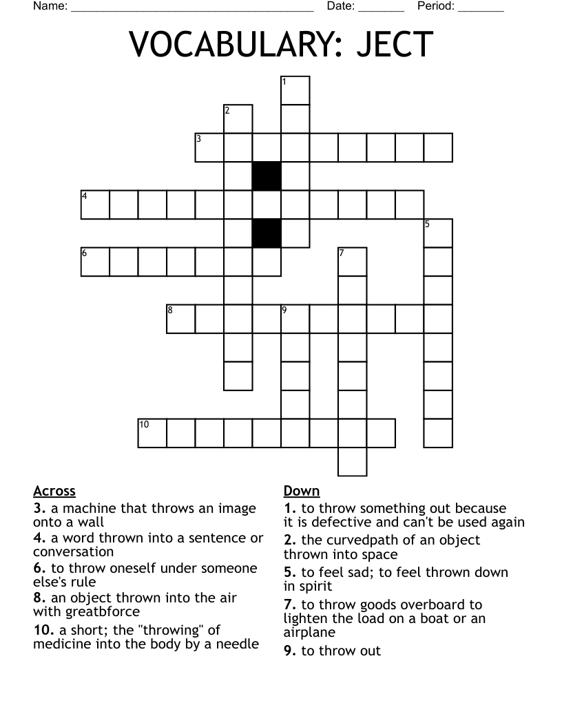 VOCABULARY JECT Crossword WordMint