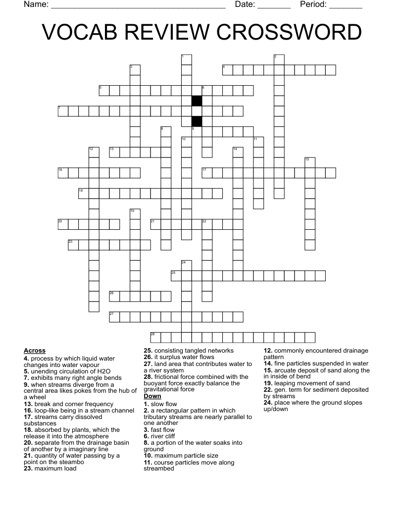 VOCAB REVIEW CROSSWORD WordMint