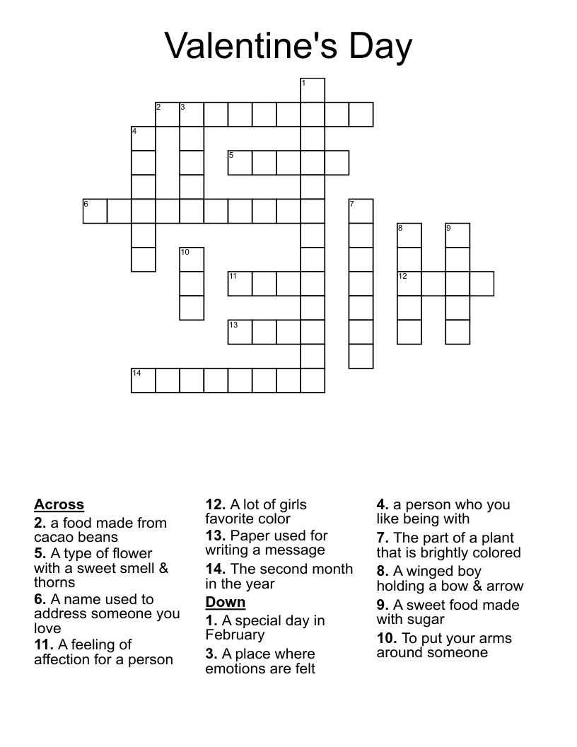 Valentine's Day Crossword - WordMint