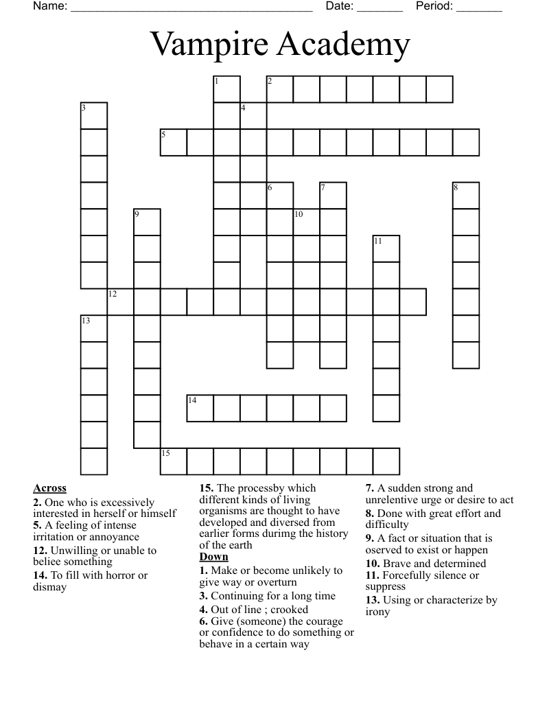 Vampire Academy Crossword WordMint