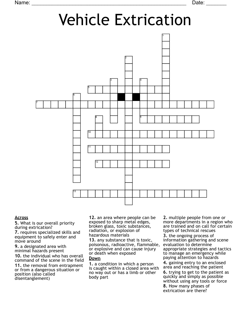 Emergency Services Crosswords, Word Searches, Bingo Cards WordMint