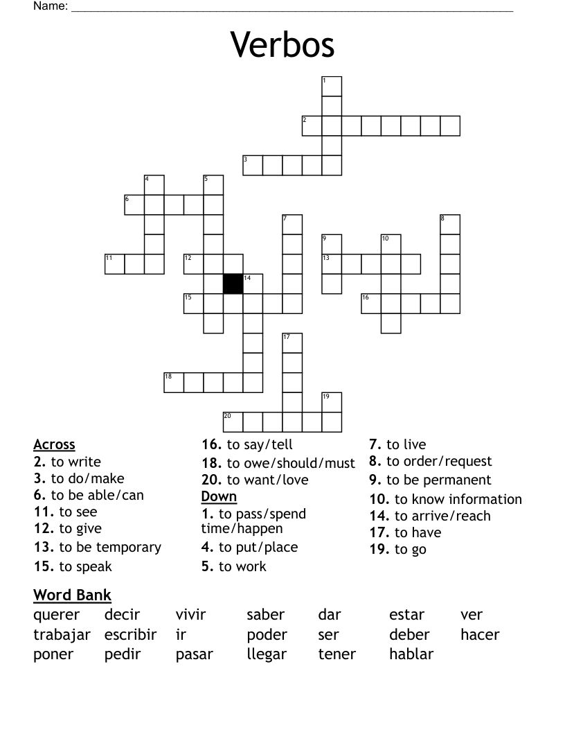 Verbos Crossword WordMint