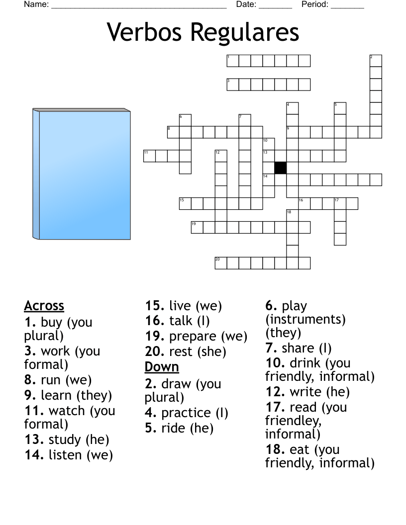 Español I Los Verbos Crossword WordMint
