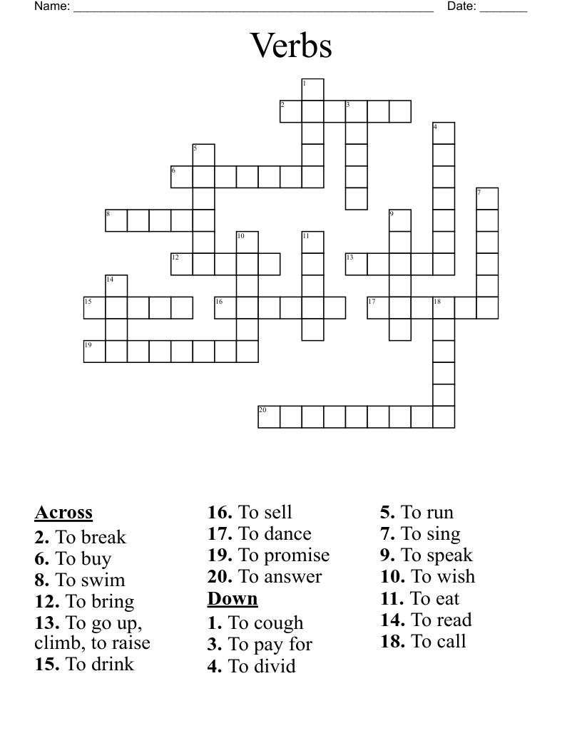 Verbs Crossword WordMint