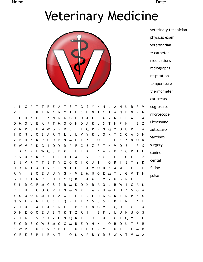 Veterinary Medicine Word Search WordMint
