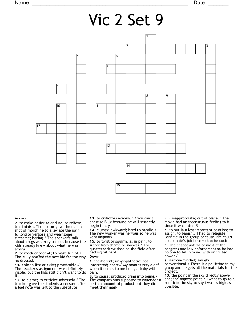Vic 2 Set 9 Crossword WordMint