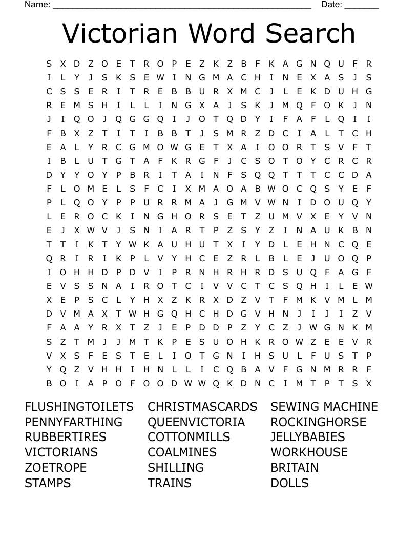 Victorian Word Search WordMint
