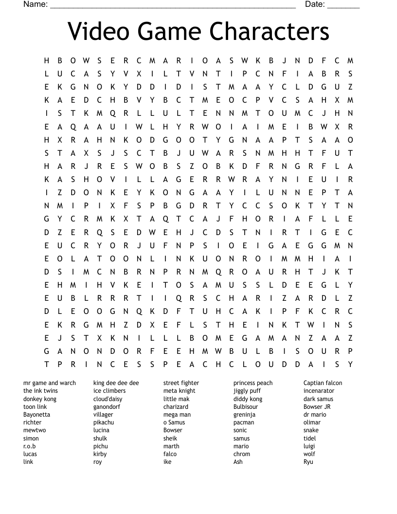 Kirby characters Crossword WordMint