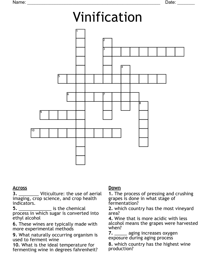 Vinification Crossword WordMint