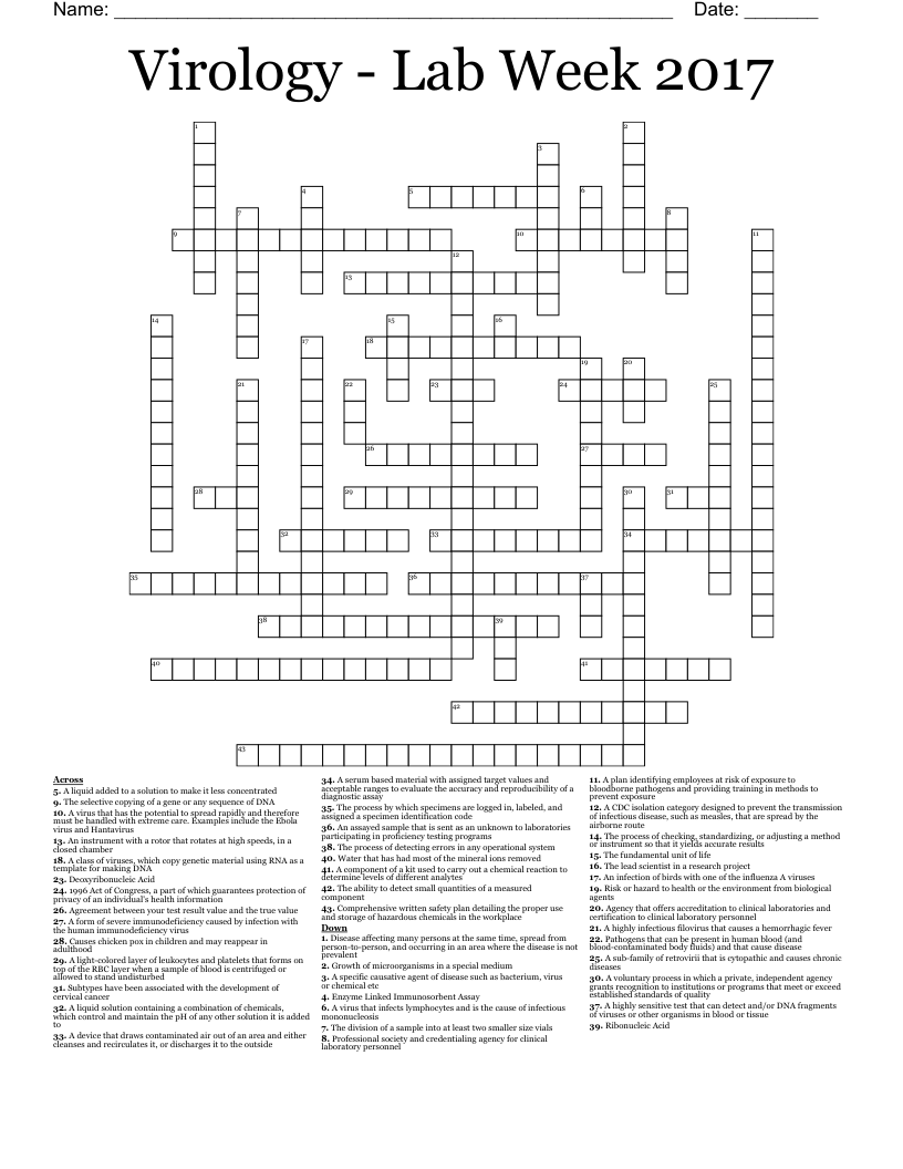 Ebola Crossword WordMint