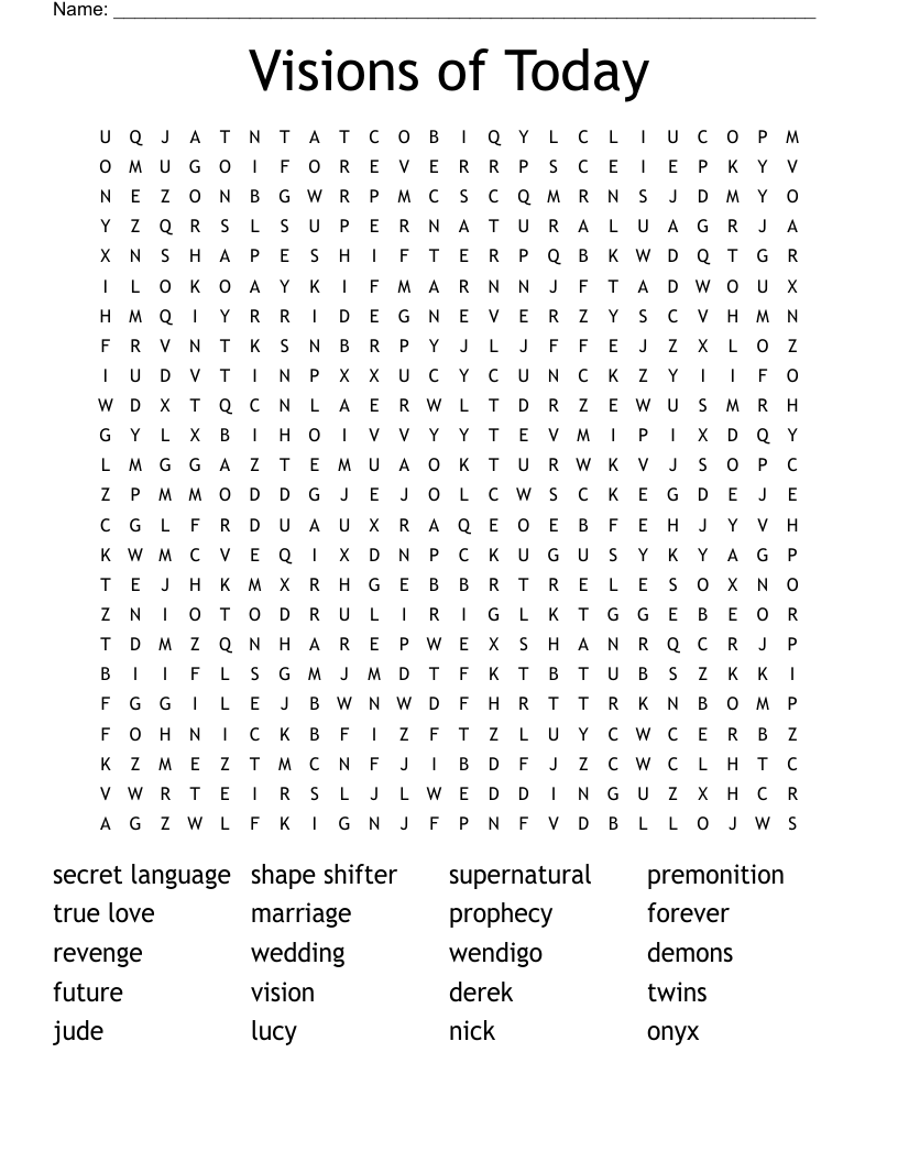 Visions of Today Word Search WordMint