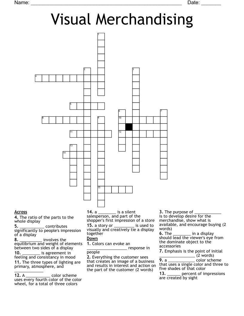 Visual Merchandising Crossword WordMint