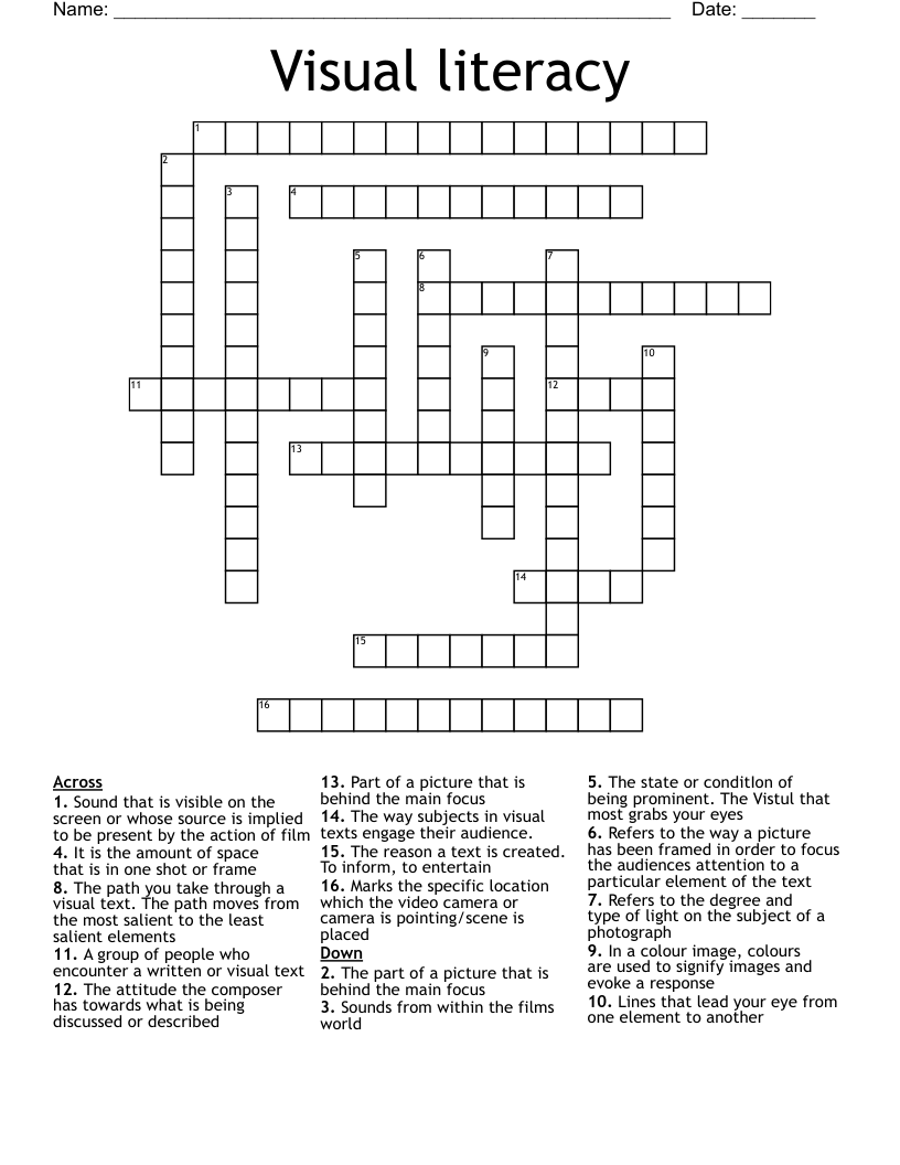 Visual literacy Crossword WordMint